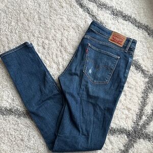 Levi's Dark Blue Distressed Denim Jeans